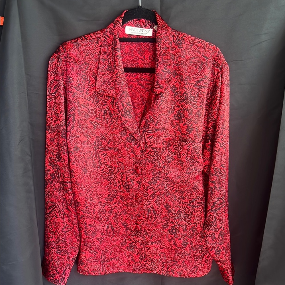 Red and Black Long Sleeve Button Down Shirt